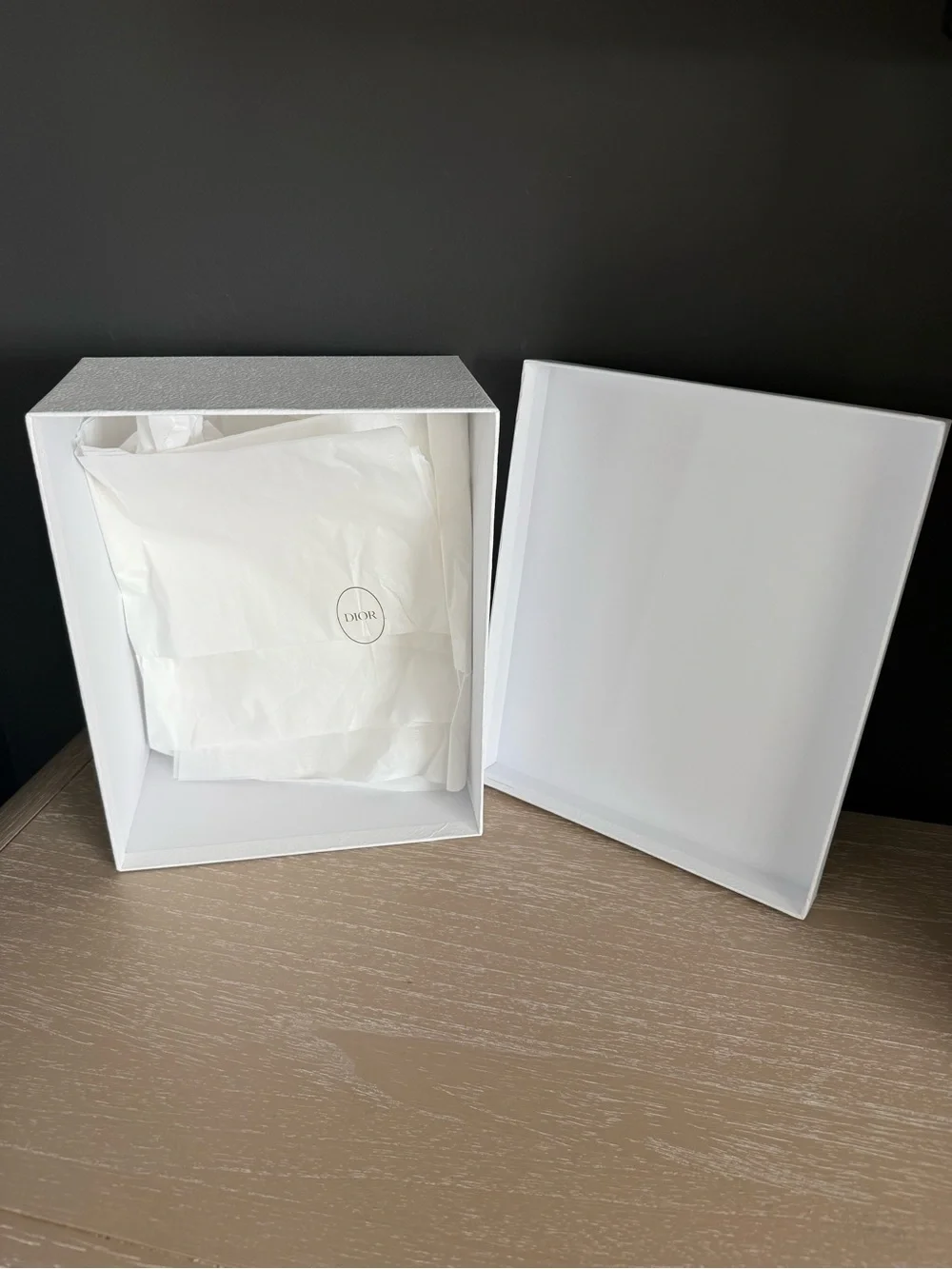White Dior Gift/Shoe Box & Dior Tissue Paper with Dior Logo Sticker